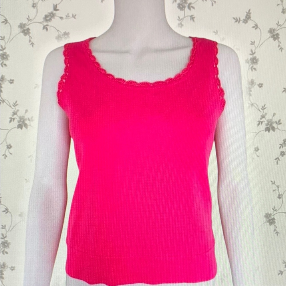 Women's Pink Lace Trim Tank Top